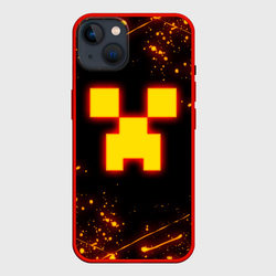 Огненный Крипер: Майнкрафт – Чехол для iPhone 14 Plus с принтом купить