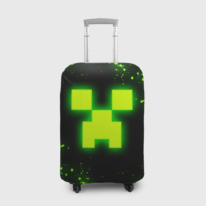 Чехол для чемодана с принтом Майнкрафт: токсичный крипер, вид спереди №1