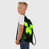 Рюкзак с принтом Майнкрафт: токсичный крипер для любого человека, вид спереди №2. Цвет основы: белый