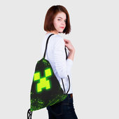 Рюкзак с принтом Майнкрафт: токсичный крипер для любого человека, вид спереди №4. Цвет основы: белый