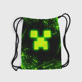 Рюкзак с принтом Майнкрафт: токсичный крипер для любого человека, вид спереди №5. Цвет основы: белый