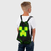 Рюкзак с принтом Майнкрафт: токсичный крипер для любого человека, вид спереди №3. Цвет основы: белый
