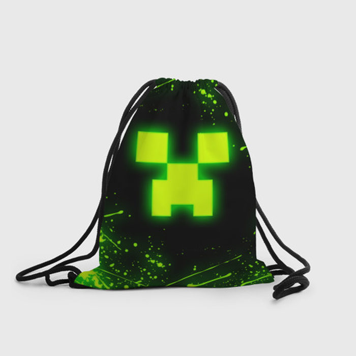 Рюкзак-мешок с принтом Майнкрафт: токсичный крипер, вид спереди №1