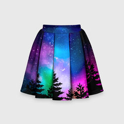 Космический лес, елки и звезды – Детская юбка-солнце 3D с принтом купить