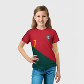 Футболка с принтом Роналду ЧМ 2022 сборная Португалии для ребенка, вид на модели спереди №3. Цвет основы: белый