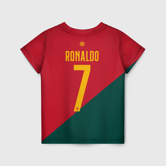 Детская футболка с принтом Роналду ЧМ 2022 сборная Португалии, вид сзади №1