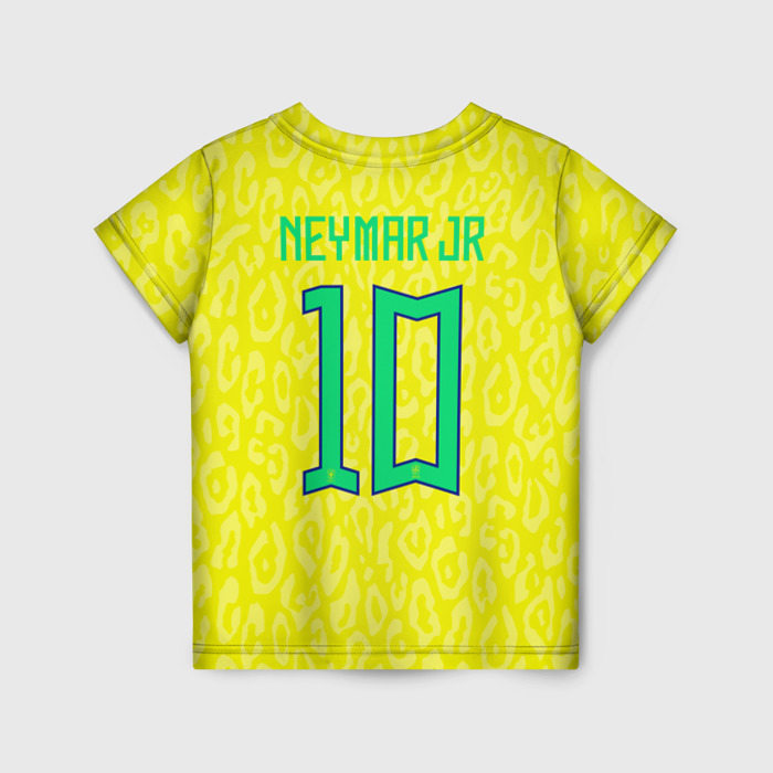 Детская футболка с принтом Неймар ЧМ 2022 сборная Бразилии, вид сзади №1
