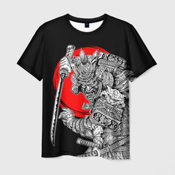 Самурай с мечом на черном фоне – Мужская футболка 3D с принтом купить со скидкой в -26%