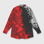Рубашка с принтом Драконы и цветы для любого человека, вид сзади №1. Цвет основы: белый