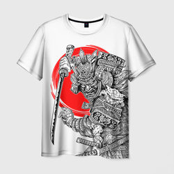 Самурай с мечом на белом фоне – Мужская футболка 3D с принтом купить со скидкой в -26%