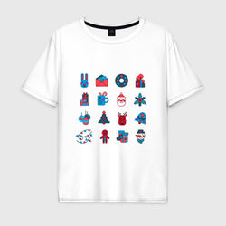 Новогодние символы минимализм – Мужская футболка хлопок Oversize с принтом купить со скидкой в -16%