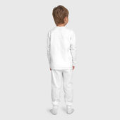 Пижама с принтом Капибара в тёмных очках для ребенка, вид на модели сзади №2. Цвет основы: белый