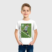 Футболка с принтом Argentina — Lionel Messi — world champion для ребенка, вид на модели спереди №2. Цвет основы: белый