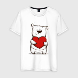 Милый мишка с сердцем – Мужская футболка хлопок с принтом купить со скидкой в -20%