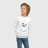 Свитшот с принтом Ленивый тюлень для ребенка, вид на модели спереди №3. Цвет основы: белый