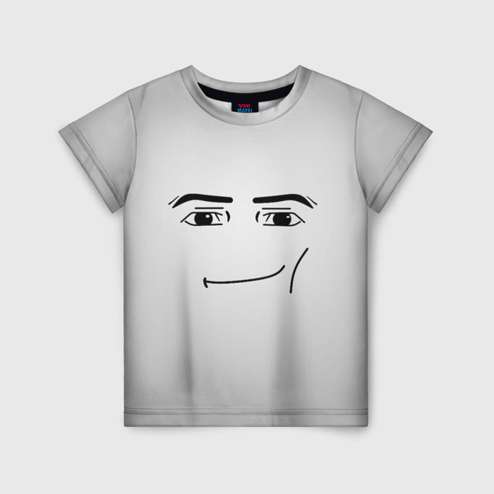 Детская футболка с принтом Роблокс Гигачад лицо, вид спереди №1