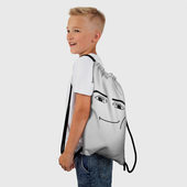 Рюкзак с принтом Роблокс Гигачад лицо для любого человека, вид спереди №2. Цвет основы: белый