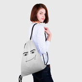 Рюкзак с принтом Роблокс Гигачад лицо для любого человека, вид спереди №4. Цвет основы: белый