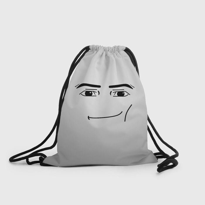 Рюкзак-мешок с принтом Роблокс Гигачад лицо, вид спереди №1