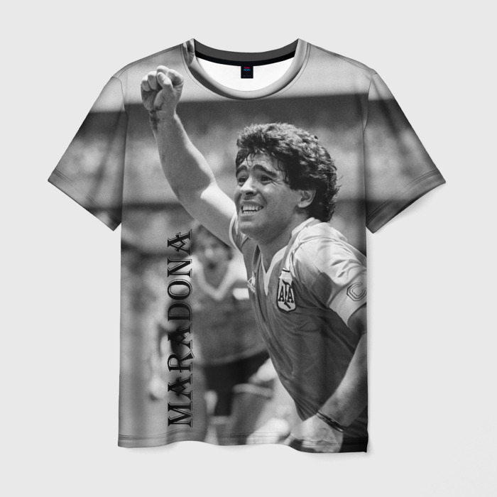 Мужская футболка с принтом Футболист Диего Марадона, вид спереди №1