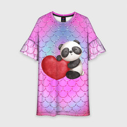 Милая панда с сердечком – Детское платье 3D с принтом купить