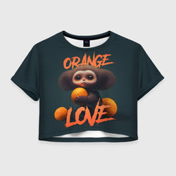 Милый персонаж с мандарином – Женская футболка Crop-top 3D с принтом купить