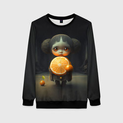Девочка с мандарином в руках – Женский свитшот 3D с принтом купить со скидкой в -35%