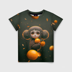 Милая девушка с мандаринами – Детская футболка 3D с принтом купить со скидкой в -44%