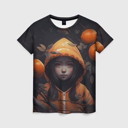 Девочка в оранжевой толстовке – Женская футболка 3D с принтом купить со скидкой в -31%