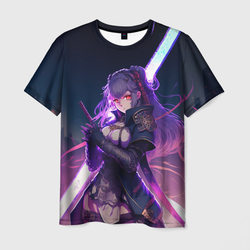 Cyber girl in purple light – Мужская футболка 3D с принтом купить со скидкой в -31%