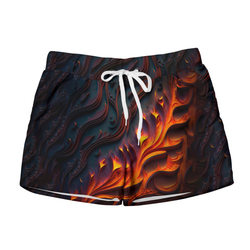 Огненный орнамент с языками пламени – Женские шорты 3D с принтом купить