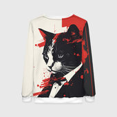 Свитшот с принтом Spy Cat — C-Cats Collection — Huf&Sya для женщины, вид сзади №1. Цвет основы: белый