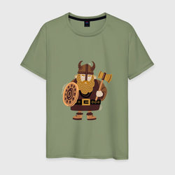 Викинг с топором и щитом – Мужская футболка хлопок с принтом купить со скидкой в -20%