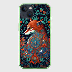 Рыжая лиса с орнаментом – Чехол для iPhone 14 с принтом купить