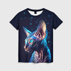 Кот сфинкс и искорки – Женская футболка 3D с принтом купить со скидкой в -31%