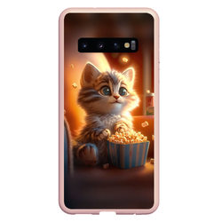 Котик с попкорном – Чехол для Samsung Galaxy S10 с принтом купить
