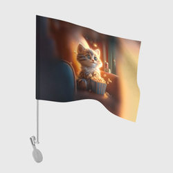 Котик с попкорном – Флаг для автомобиля с принтом купить