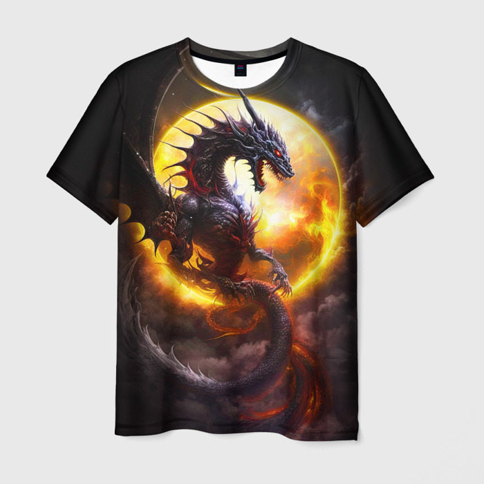 Мужская футболка с принтом Звездный дракон, вид спереди №1