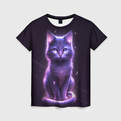 Неоновый котик в лесу – Женская футболка 3D с принтом купить со скидкой в -26%
