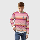 Свитшот с принтом Энид Синклер с Уэнсдей Аддамс — текстура свитера для ребенка, вид на модели спереди №2. Цвет основы: белый