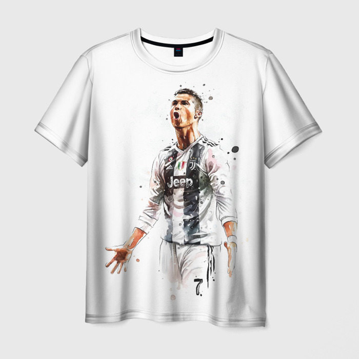 Мужская футболка с принтом CR 7 Juventus, вид спереди №1
