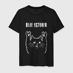Blue October рок кот – Мужская футболка хлопок с принтом купить со скидкой в -20%