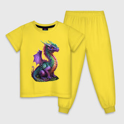 Разноцветный дракончик – Детская пижама хлопок с принтом купить со скидкой в -9%