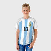 Футболка с принтом Марадона форма сборной Аргентины для ребенка, вид на модели спереди №2. Цвет основы: белый