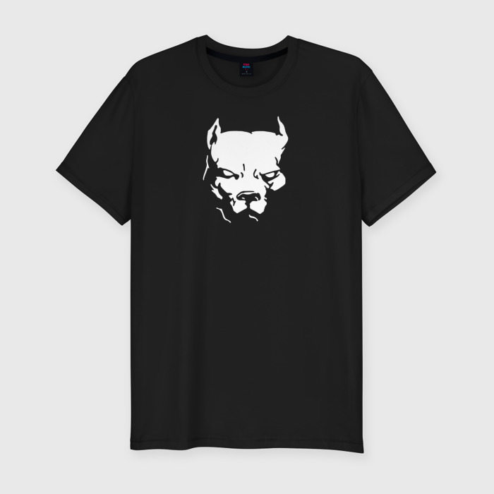 Мужская приталенная футболка из хлопка с принтом Pit bull, вид спереди №1