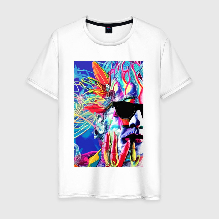 Мужская футболка из хлопка с принтом Andy Warhol — celebrity — pop art, вид спереди №1