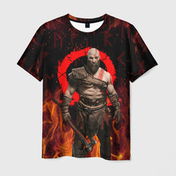 God of war Рагнарёк, Кратос в огне – Мужская футболка 3D с принтом купить со скидкой в -26%