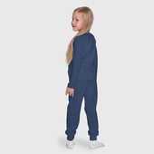 Пижама с принтом Don't worry be capy для ребенка, вид на модели сзади №4. Цвет основы: темно-синий