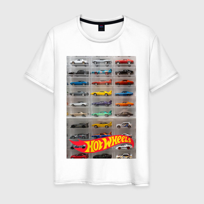 Мужская футболка из хлопка с принтом Hot Wheels — collection, вид спереди №1