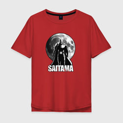 Сайтама - луна – Мужская футболка хлопок Oversize с принтом купить со скидкой в -16%